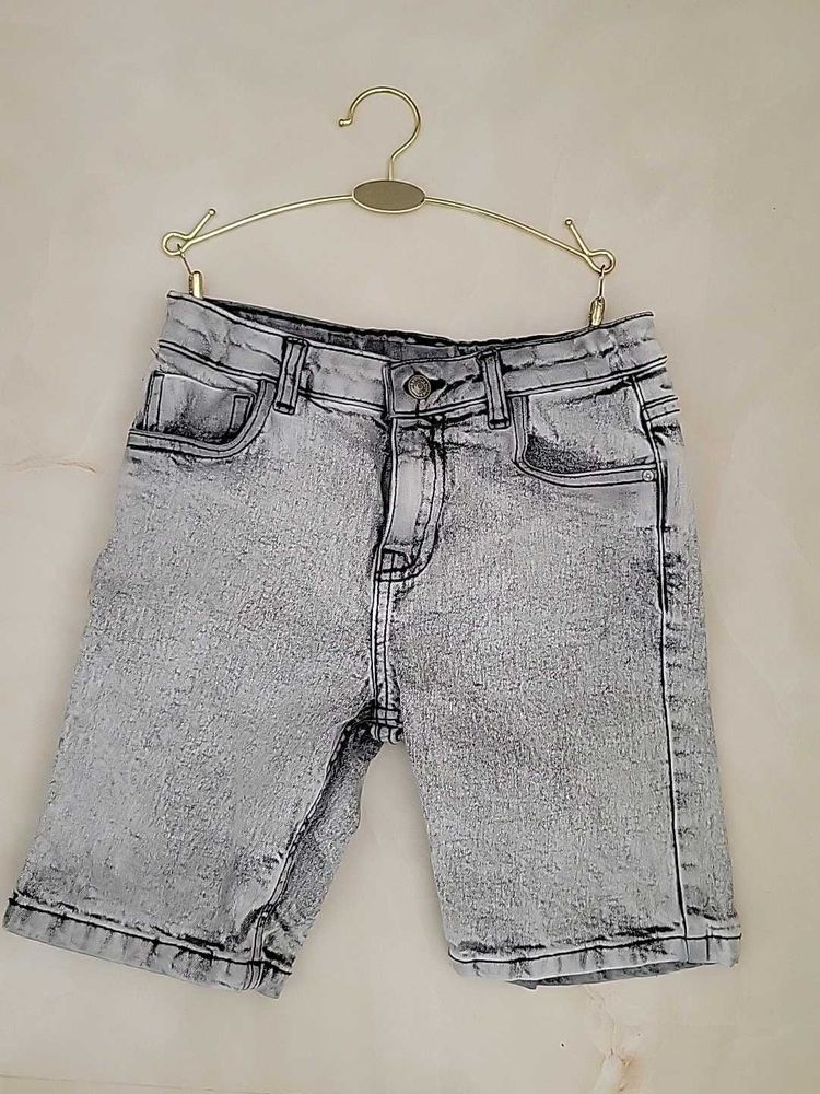 Unisex  Grey Denim Shorts