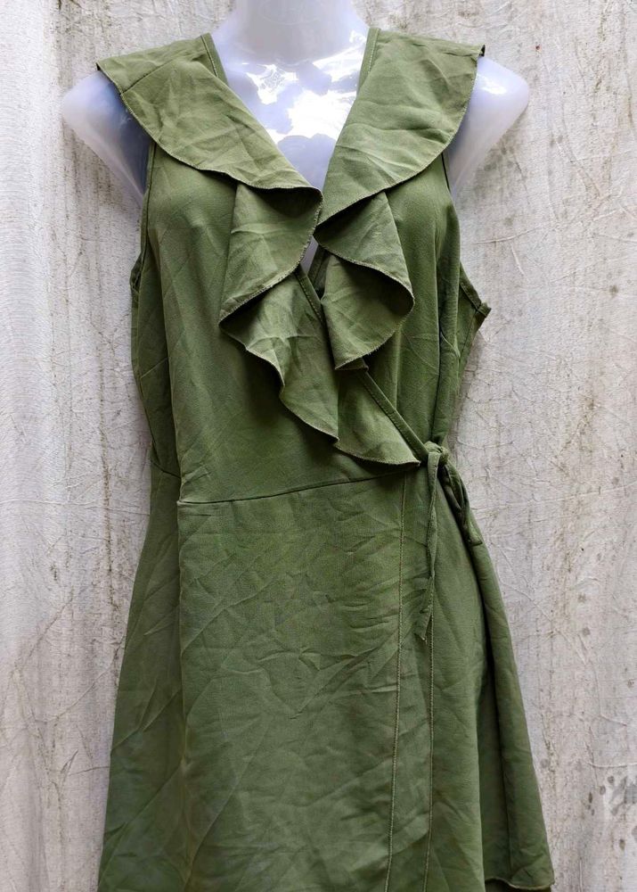 Olive Green Wrap Dress