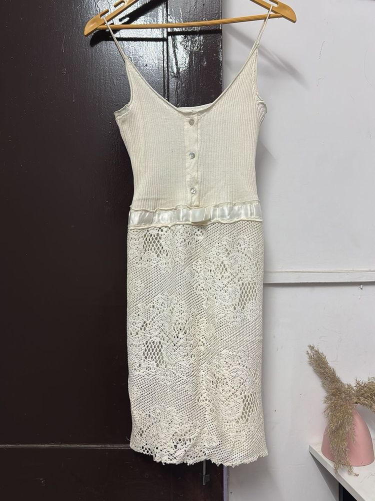 White Bodycon Ribbed Dress