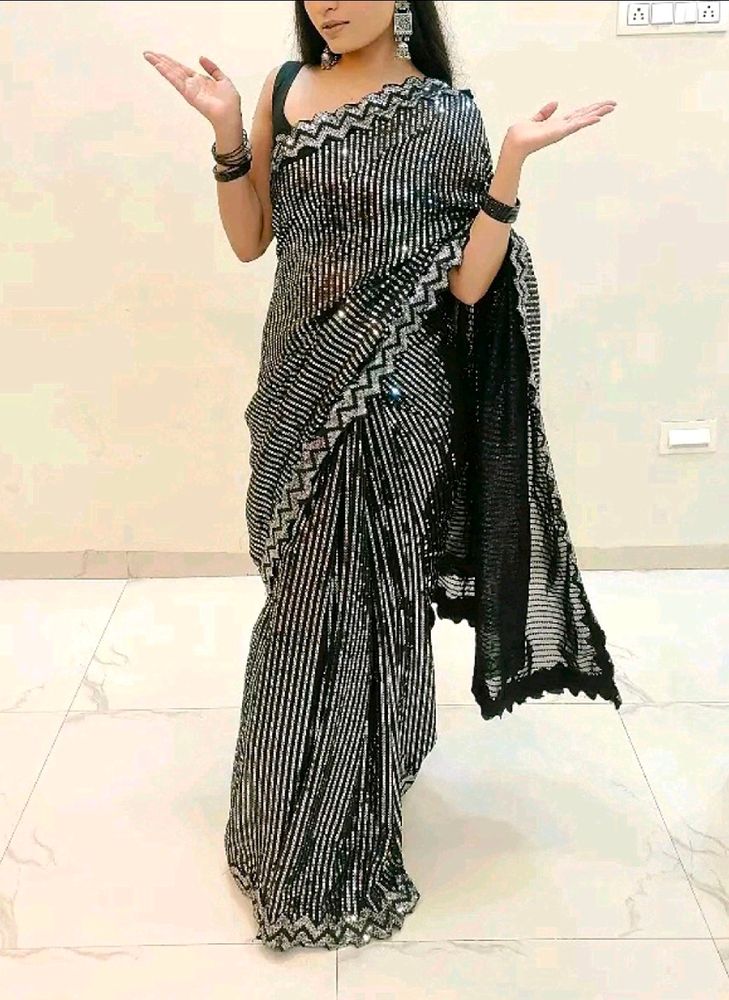 Sequence Work Saree In Bollywood Style