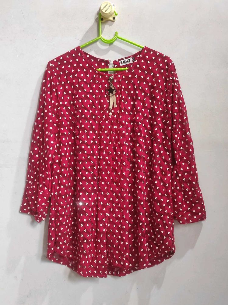 Red Heart Print Top❣️