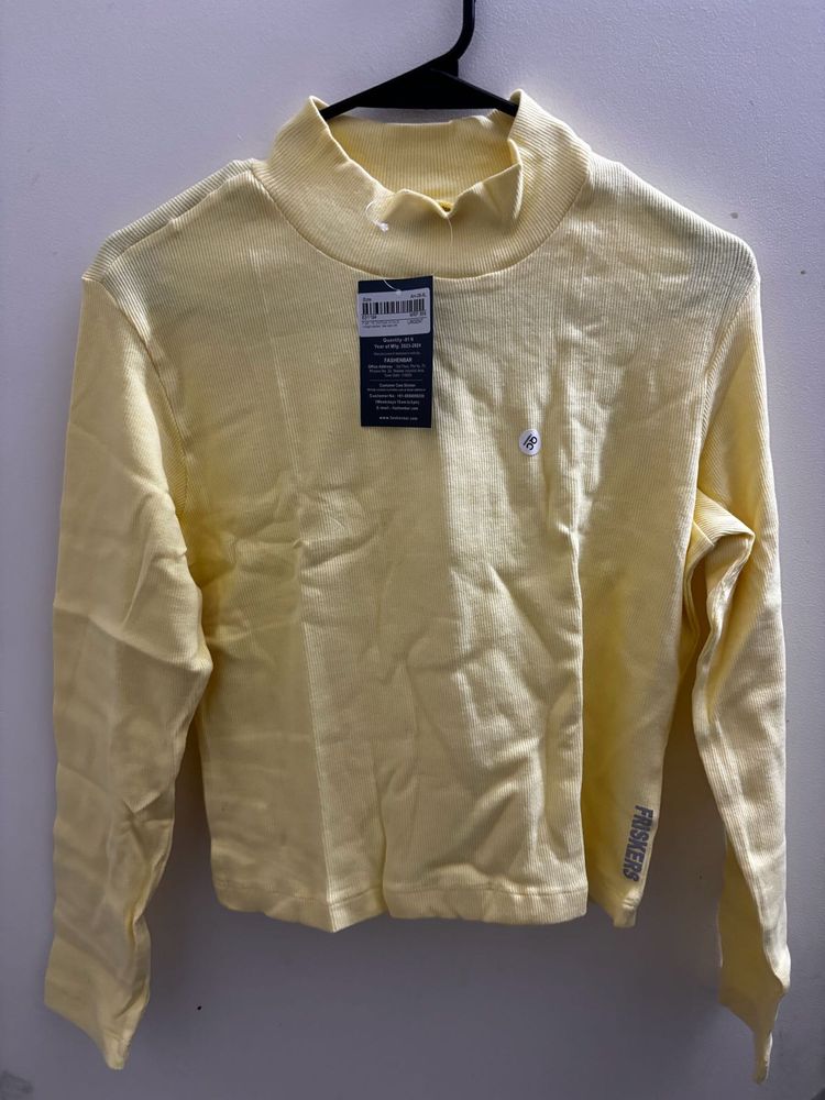 Yellow Ribbed Mock Neck Top (FRISKERS - New)
