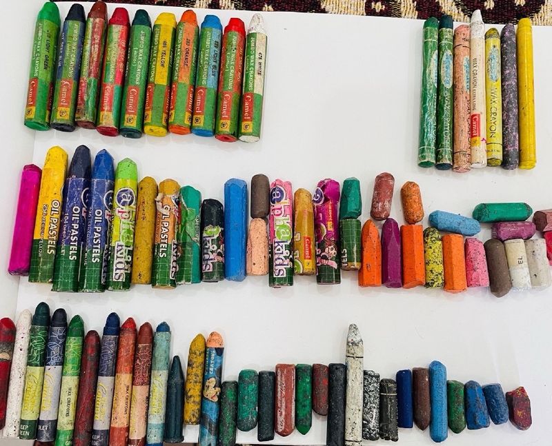 Set Of Oil Pastels And Wax Crayons