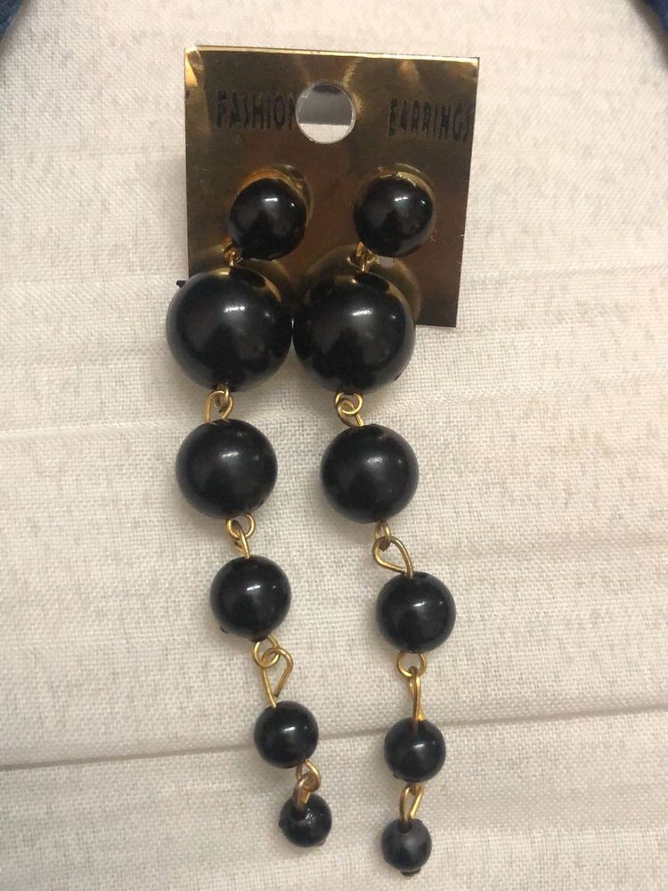 Black Ball Drop Earrings