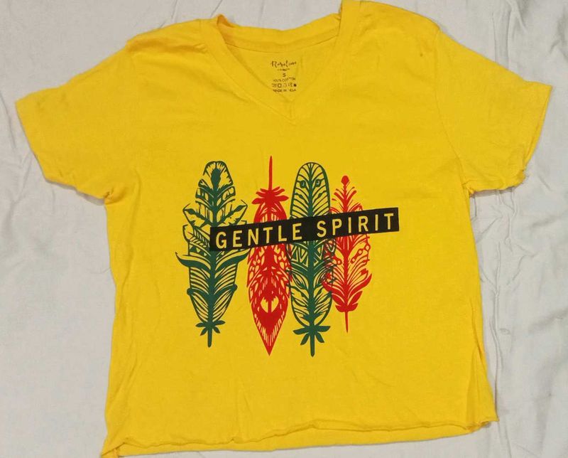 Yellow &#39;Gentle Spirit&#39; Feather Tee