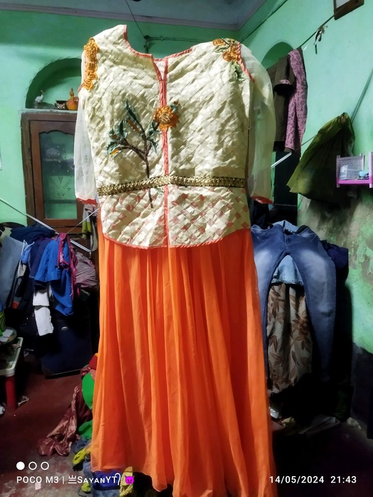 Stylish Orange and Gold Dress