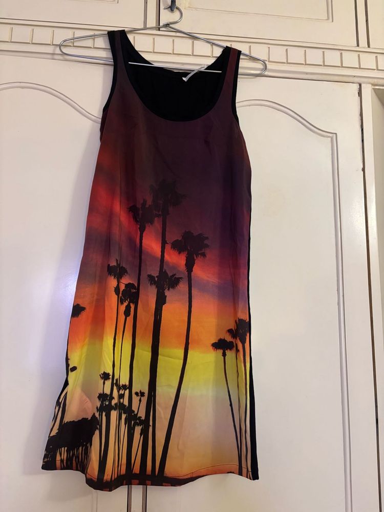 promod Sunset Palm Tree Print Dress