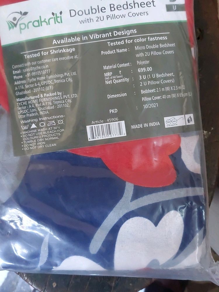 Double Bed Sheet With 2U Pillow