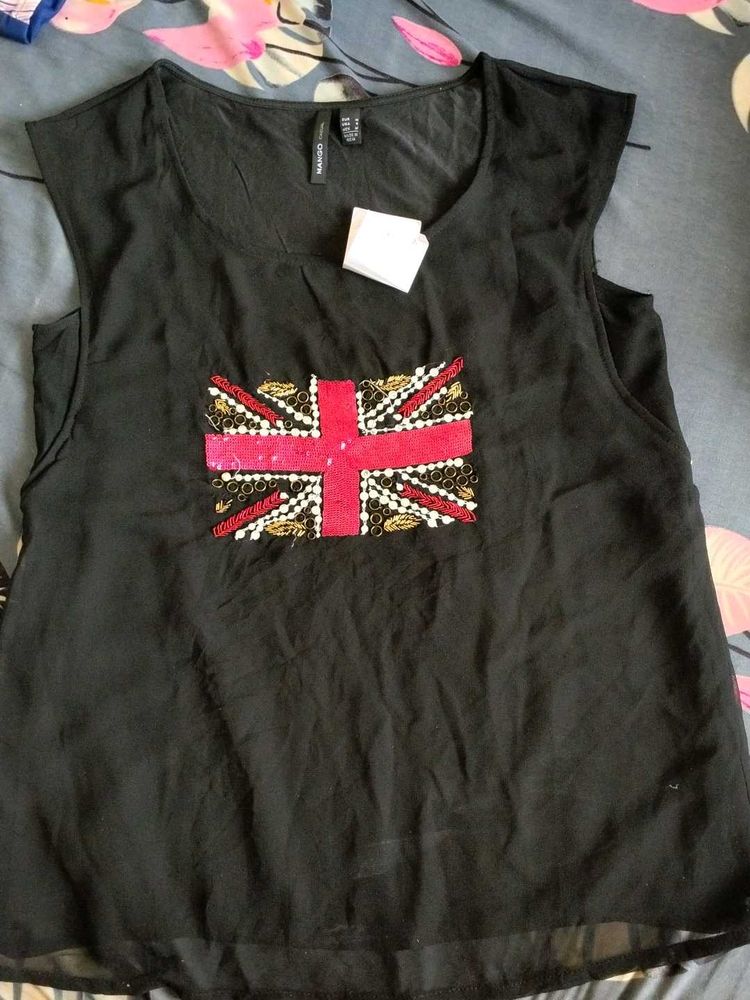 Mango Black UK Flag Top