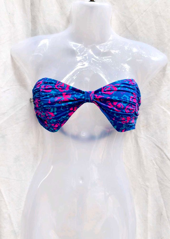 222011. Blue Floral Bikini Top