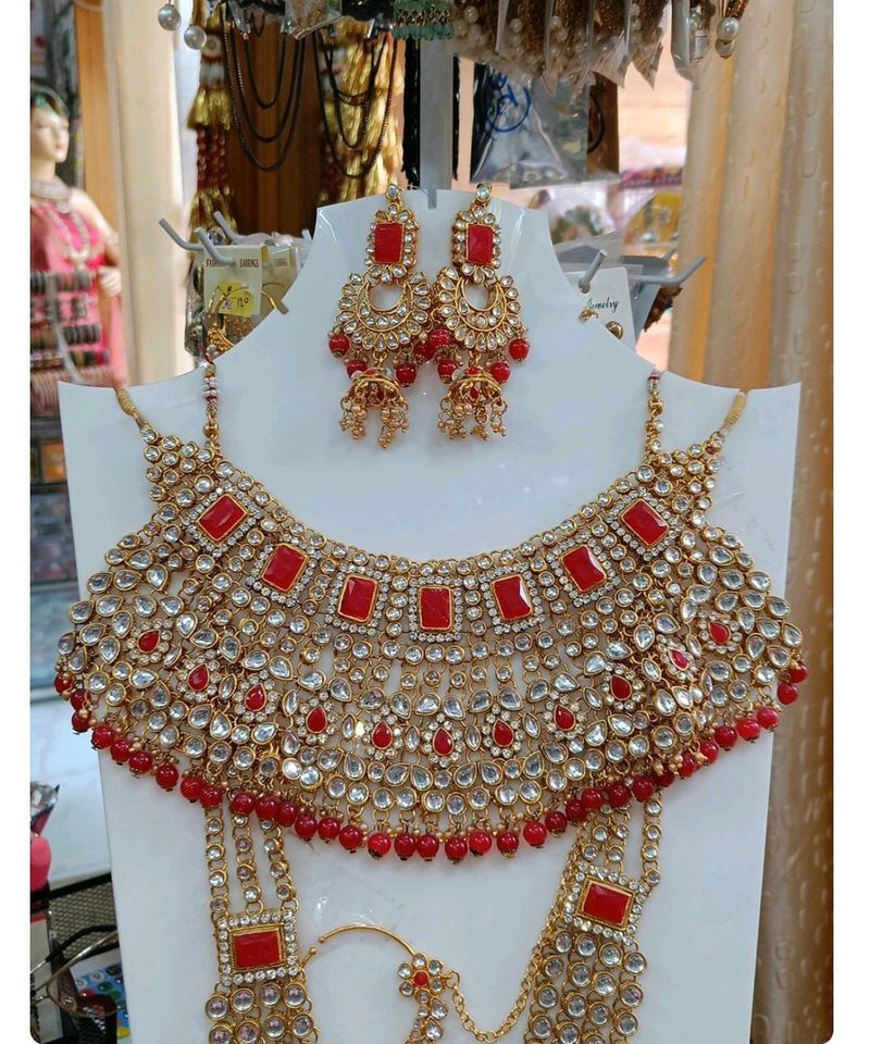 Red Color Kundan Bridal Jewellery
