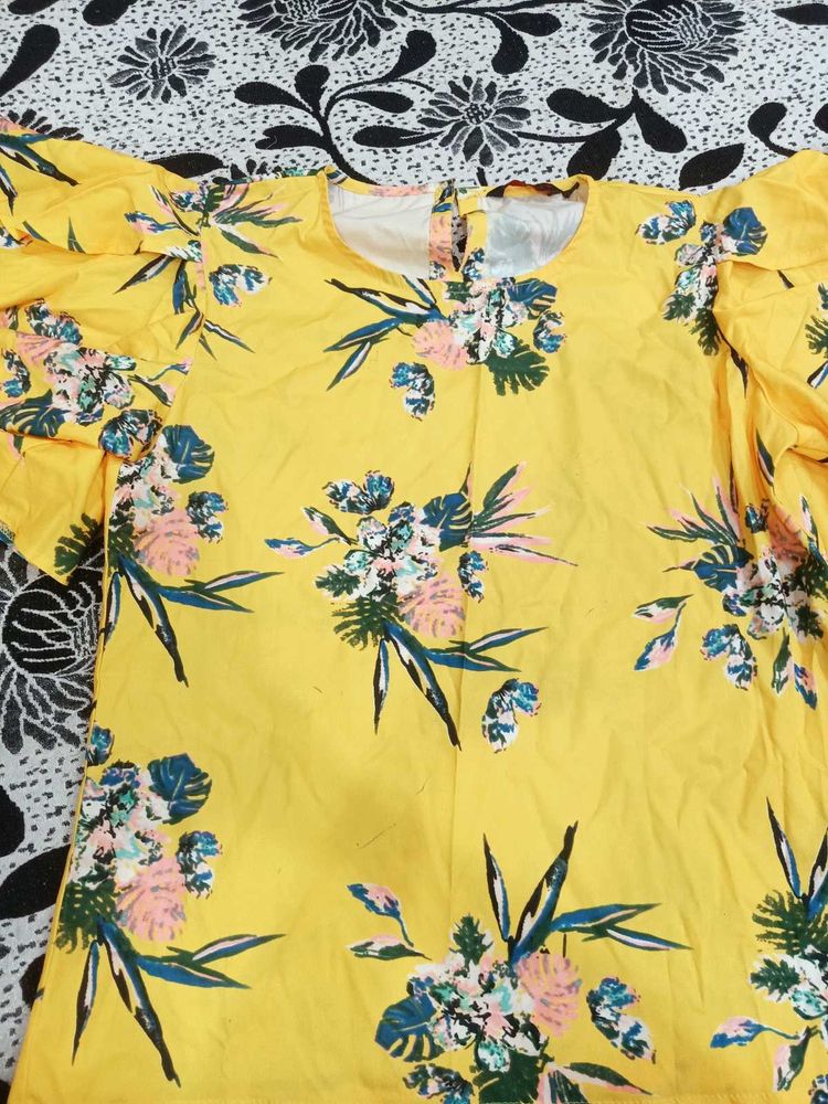 Yellow Floral Print Top