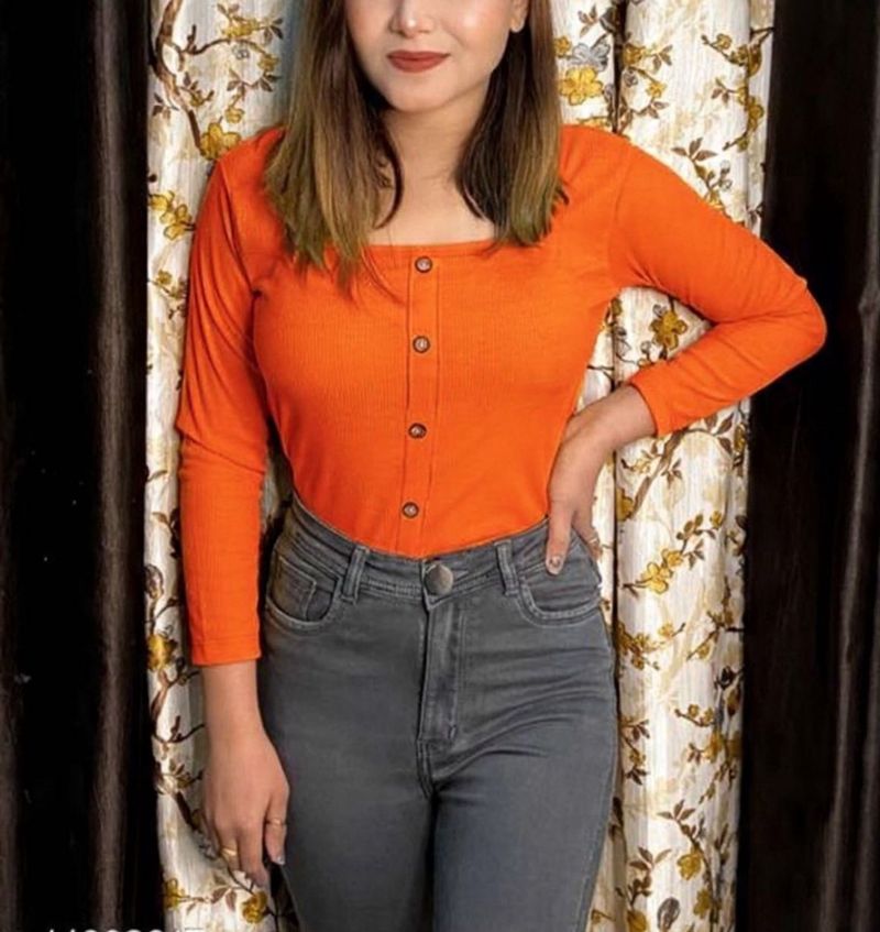 🔥Bright Orange Ribbed Top🔥