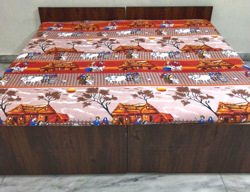 Country Side Print Double Bed Bedsheet