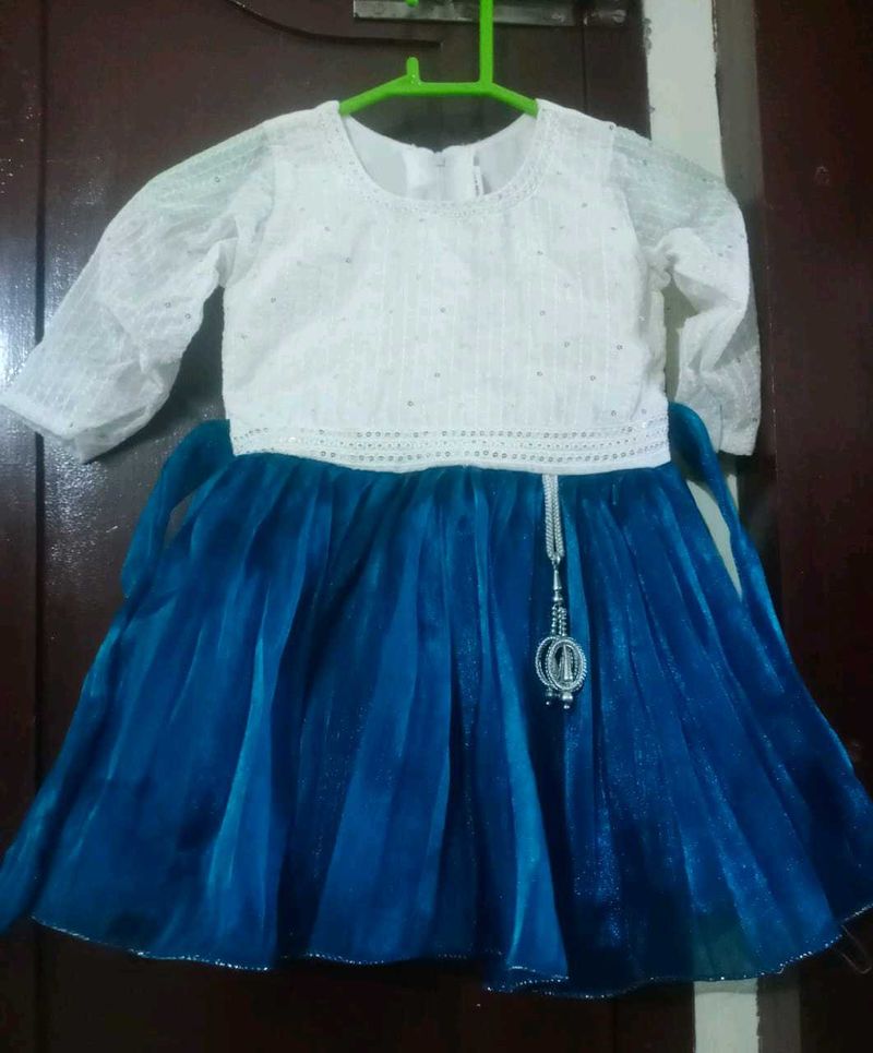 Cute Blue &amp; White Kids Dress