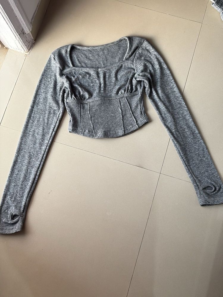 Dark Grey Thumbhole Top