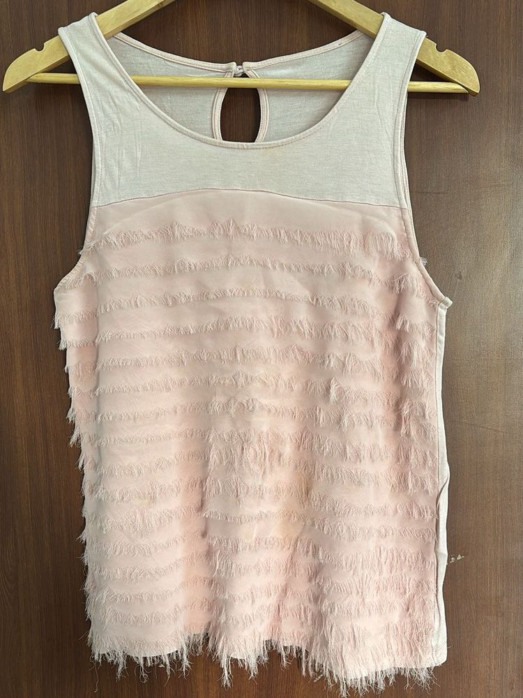 Blush Pink Fringe Tank Top