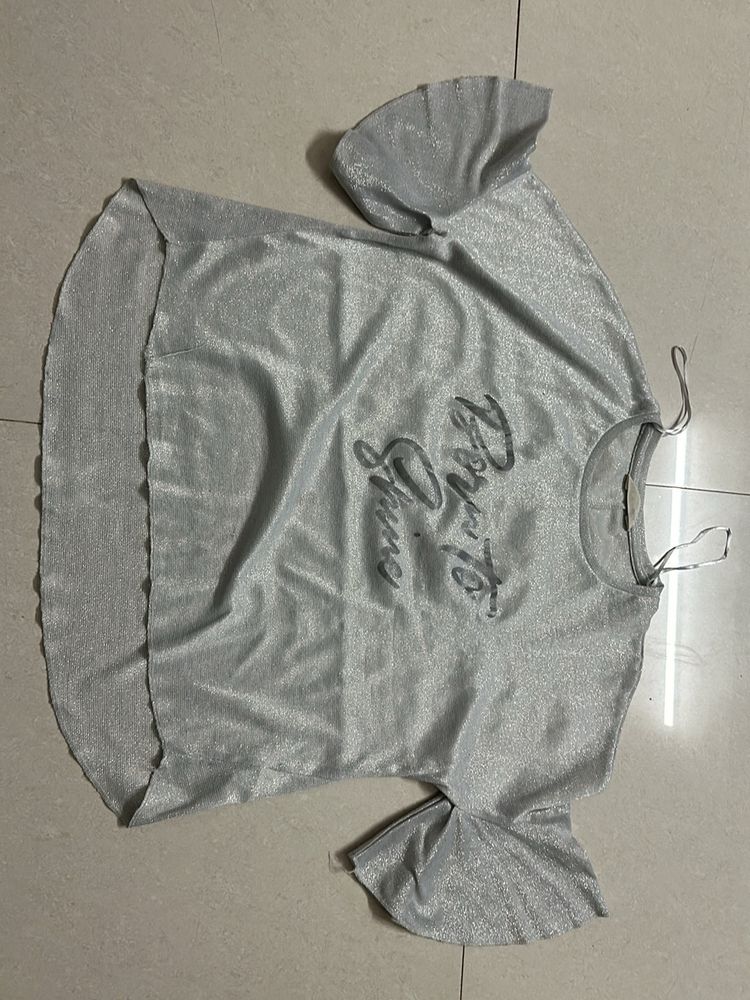 silver party wear top