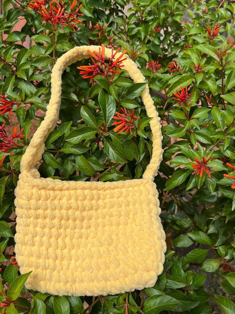 Yellow Plush Shoulder Bag