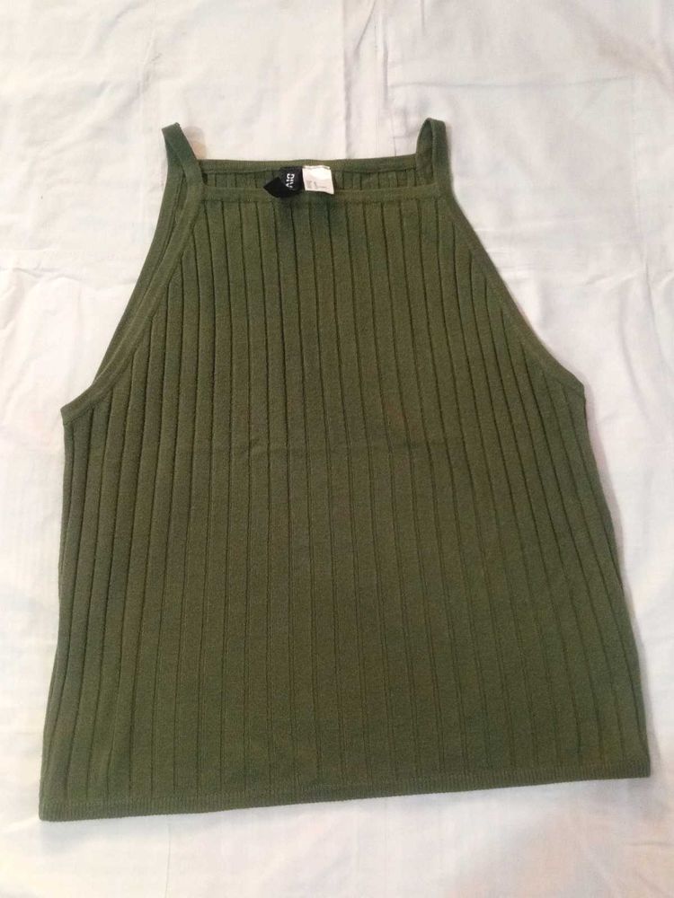 Olive Green Ribbed Tank Top