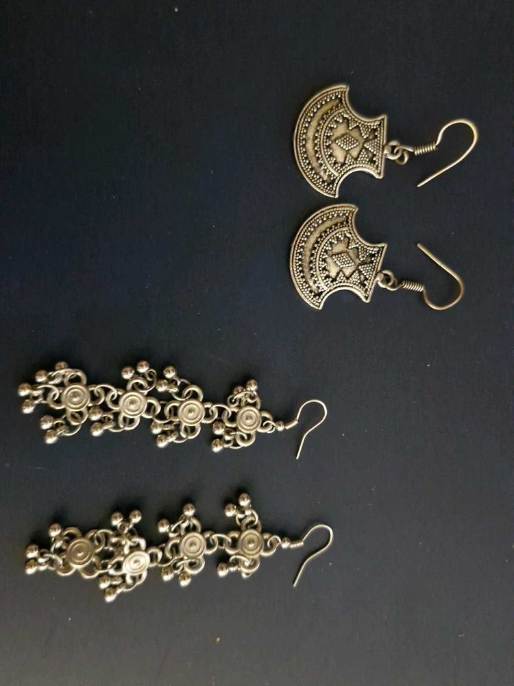Silver Artificial Earrings For Women