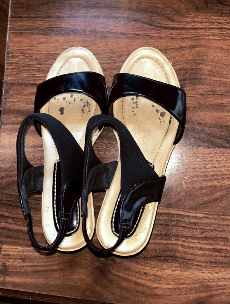 Black T-Strap Sandals