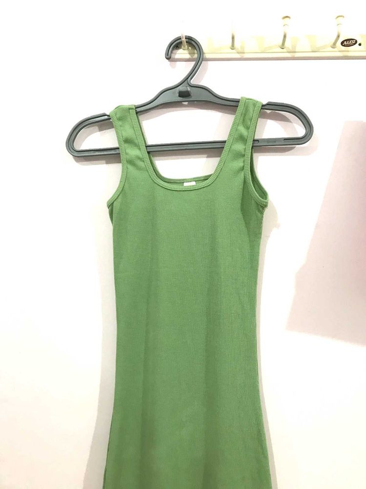 Solid ribbed square neck tank  Dress