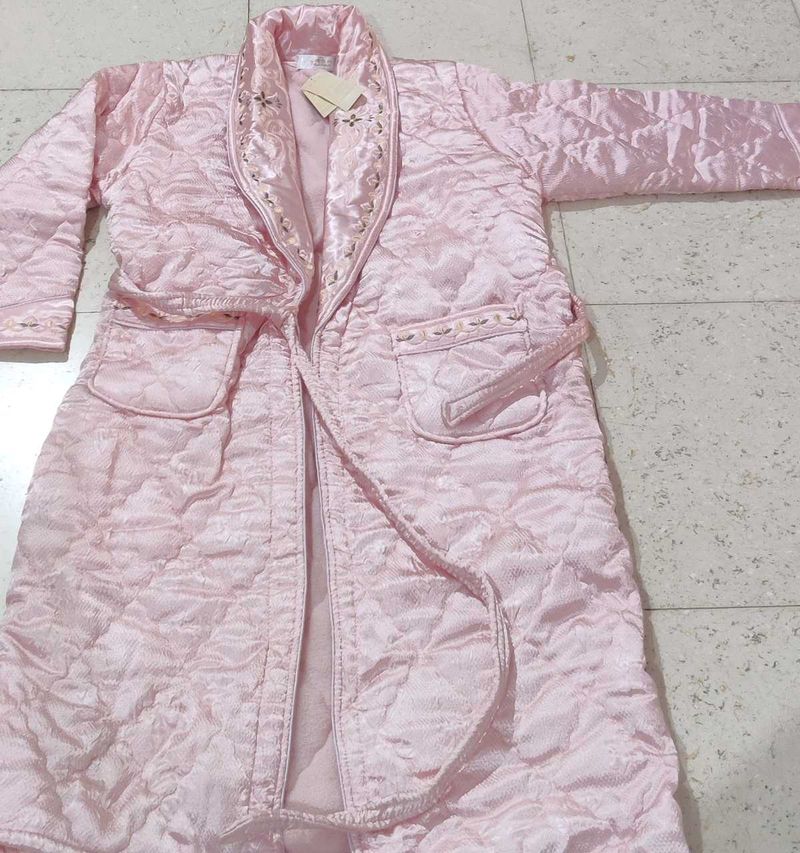 Bridal/Honeymoon pink quilted night robe