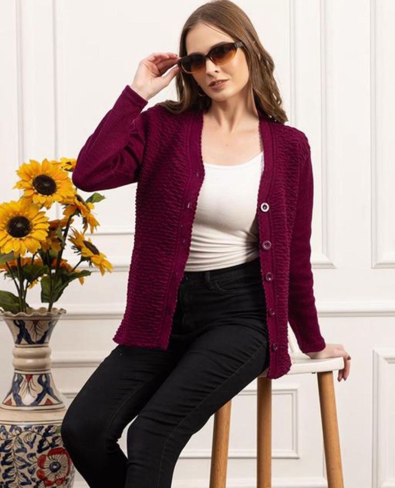 Burgundy Knit Cardigan