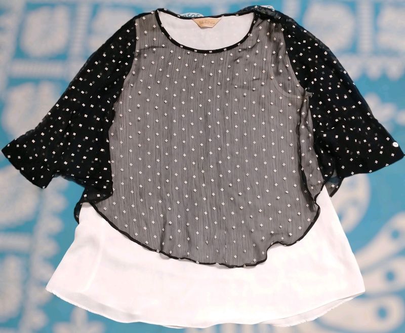 Black and White Polka Dot Sheer Blouse (Woman)