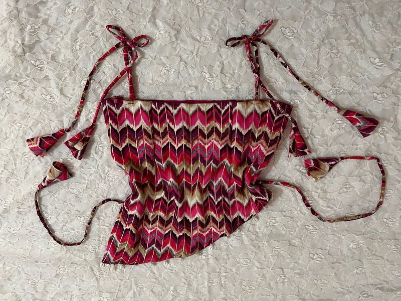 Chevron y2k Asymmetrical Strapped top