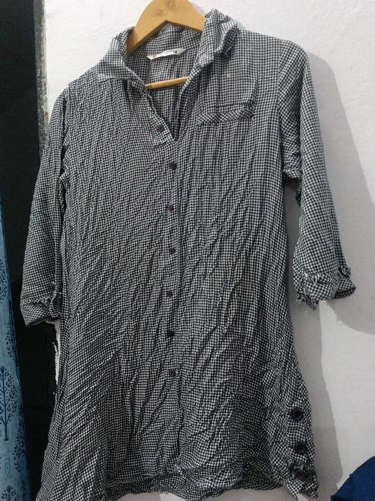 Gingham Button-Down Tunic