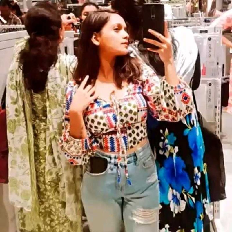 Boho Print Tie-Front Crop Top