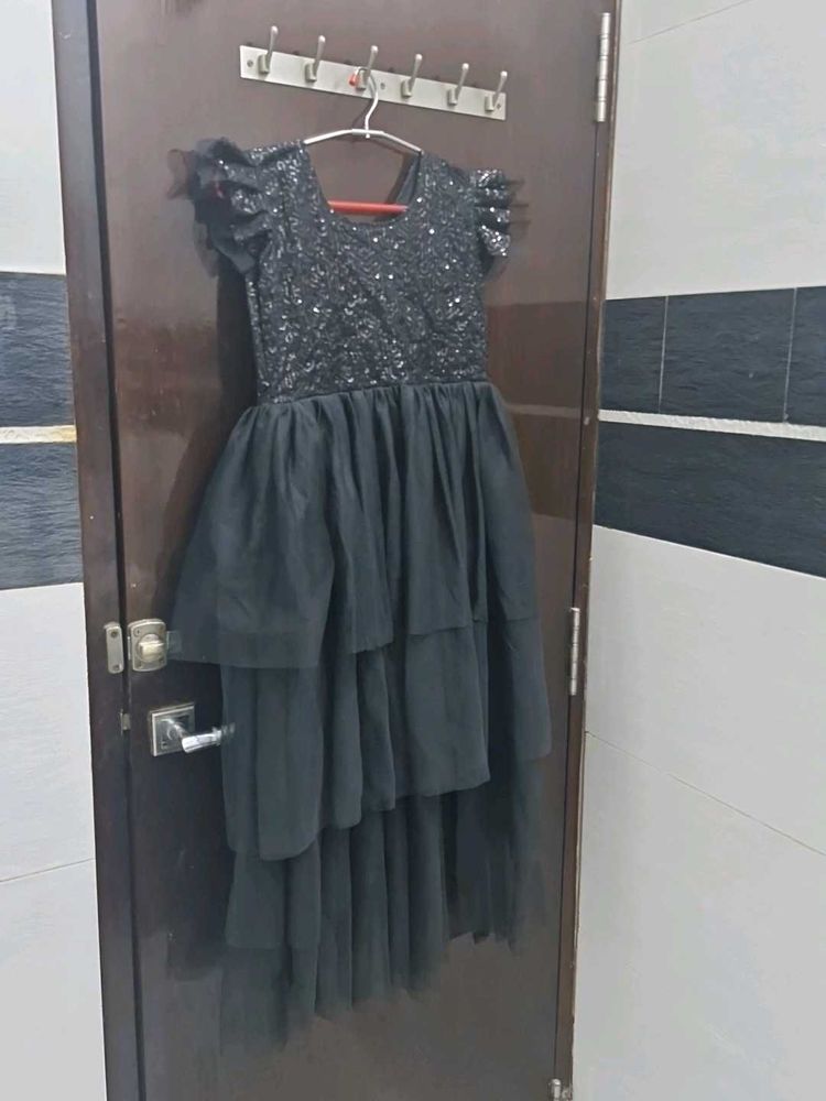 Black Sequin Tulle Party Dress