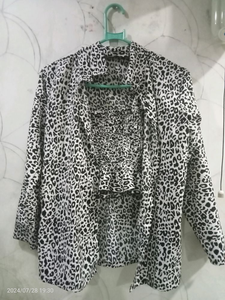 Animal Print Shirt And Crop Top