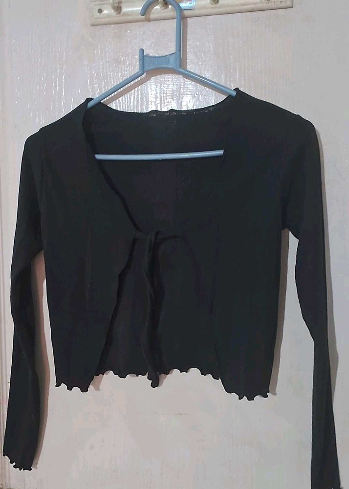 Black Tie Front Crop Top