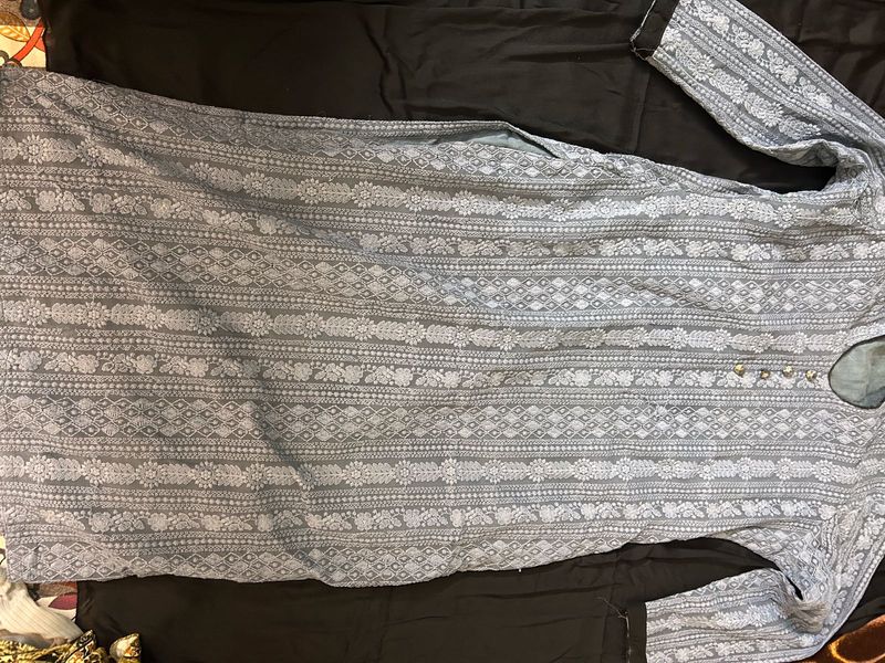 Elegant Grey Printed Kurta