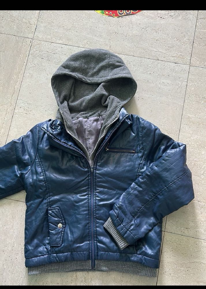 Stylish Blue Hooded Jacket