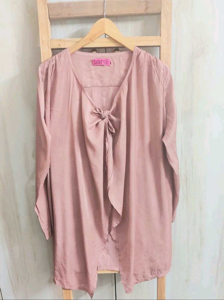 Blush Tie-Front shrug Free size