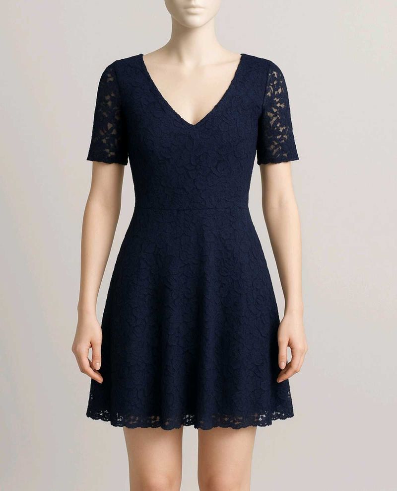 Navy Lace Fit &amp; Flare Dress
