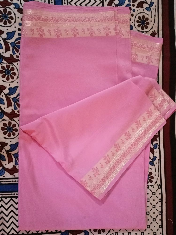 Art Silk Baby Pink Color Saree