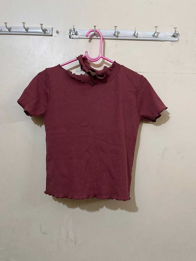 Cute Ruffle Neck Top