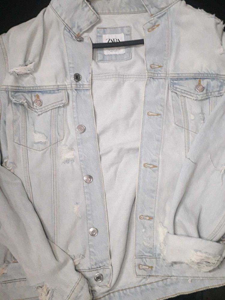 Zara Distressed Denim Jacket