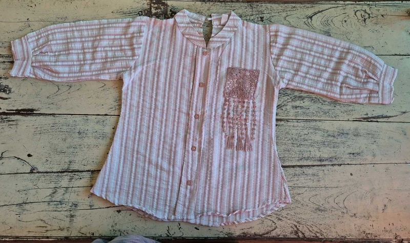 Striped Blouse with Embroidered Detail