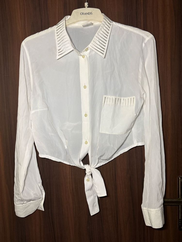 White Tie-Front Shirt