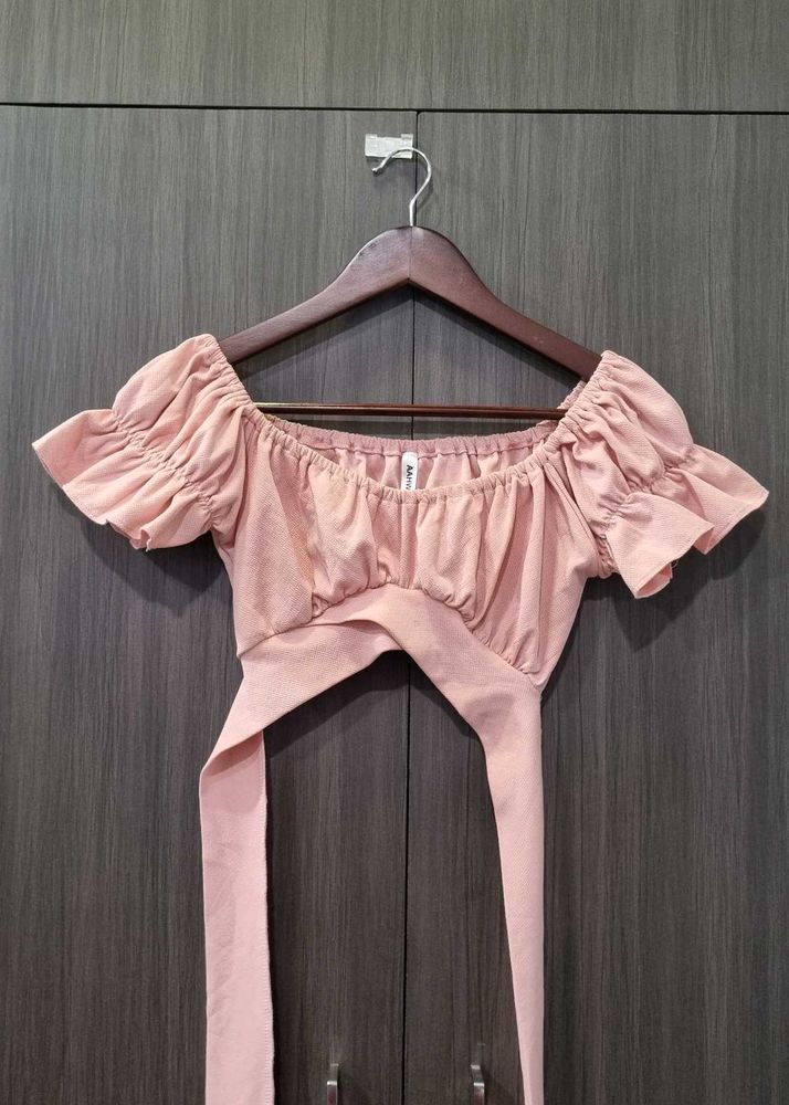 summer baby pink crop top