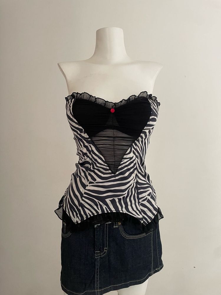 Zebra Print Strapless Top