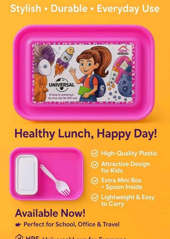 Pink Kids Lunch Box With Utensils