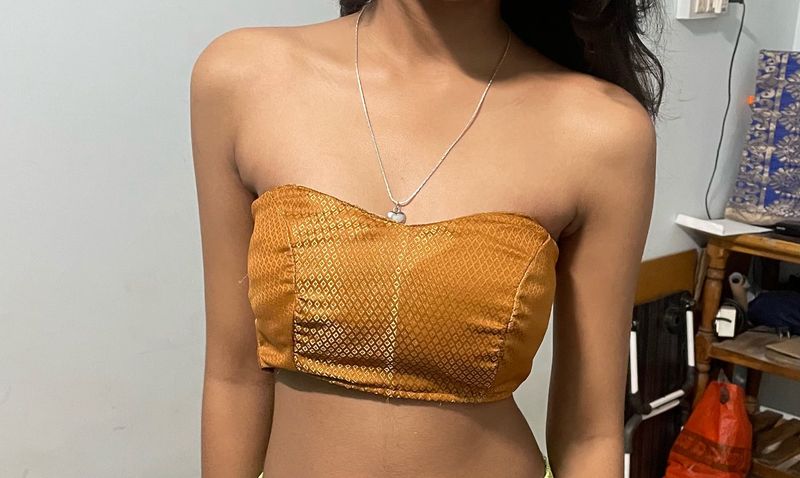 Gold Strapless Top