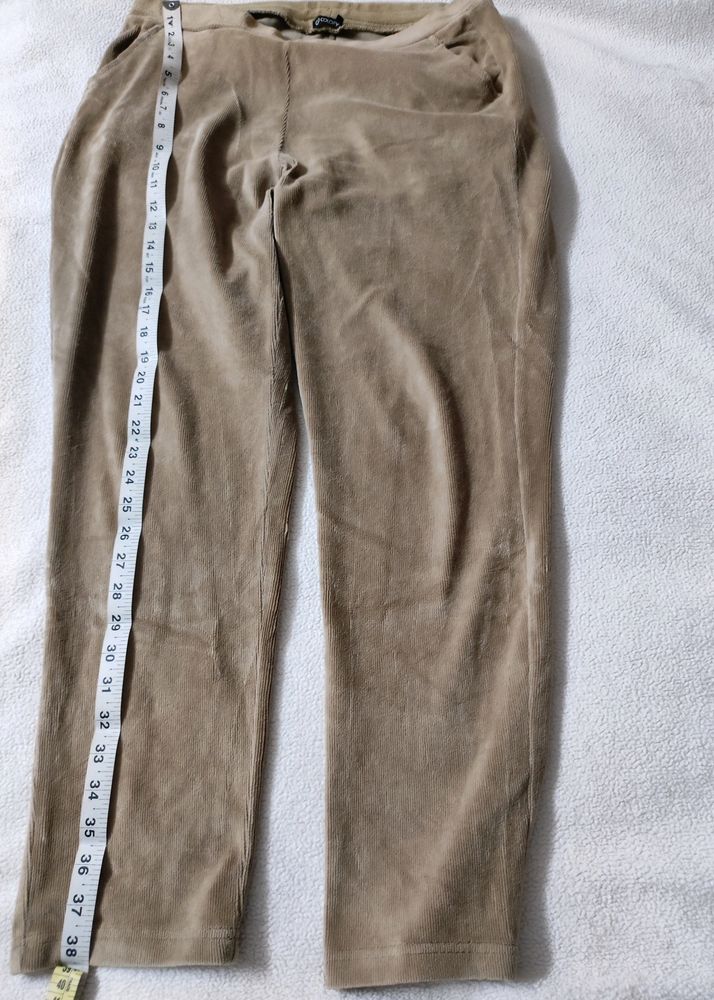 Go Colors Corduroy Beige Stretch Trousers